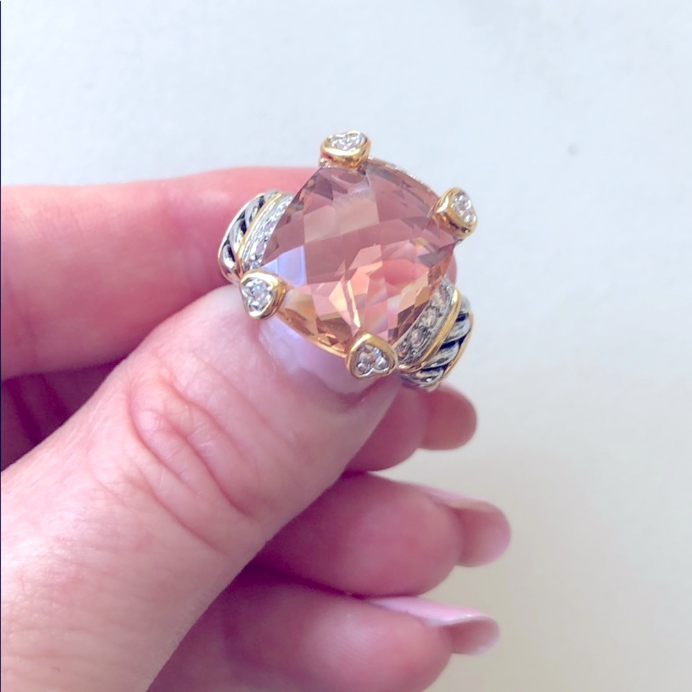 π Morganite Sterling Gold Noblesse Ring - Picture 3 of 6